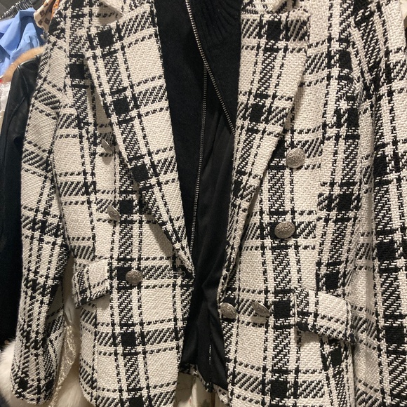 Central  Park West Plaid Black & White  Jacket with Removable Vest Small - Picture 6 of 13